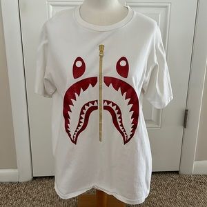 Bape A Bathing Ape Shark Zipper Graphic Tee Size large